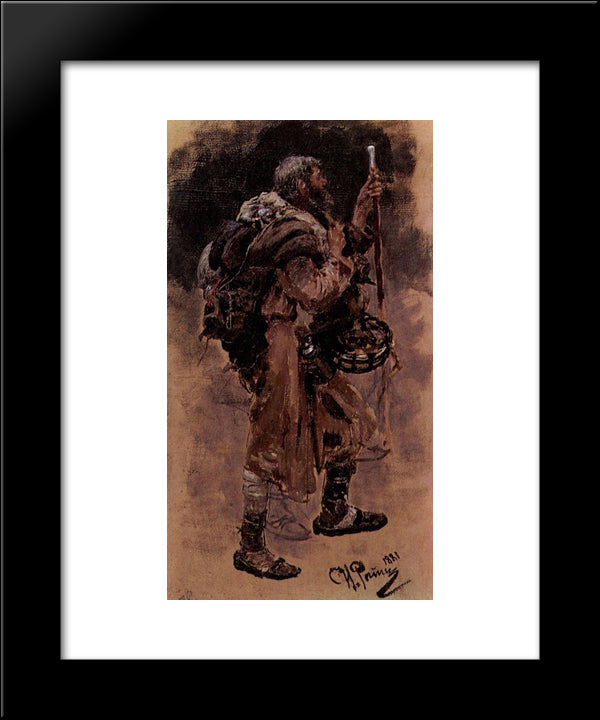 Wanderer 20x24 Black Modern Wood Framed Art Print Poster by Repin, Ilya