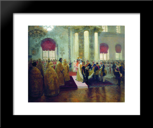 Wedding Of Nicholas Ii And Grand Princess Alexandra Fyodorovna 20x24 Black Modern Wood Framed Art Print Poster by Repin, Ilya