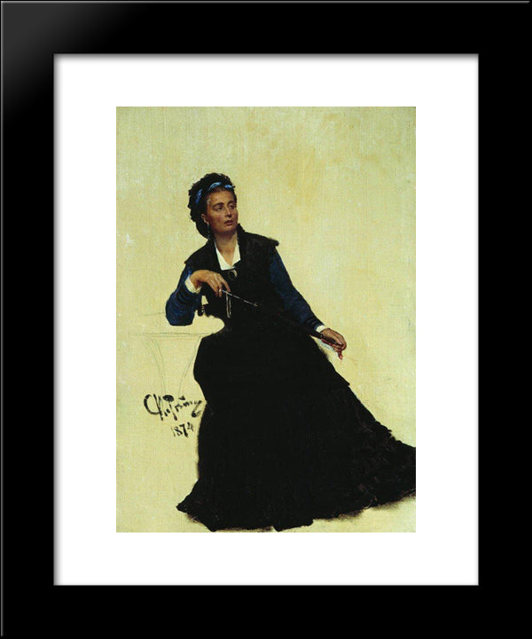 Woman Playing With Umbrella 20x24 Black Modern Wood Framed Art Print Poster by Repin, Ilya