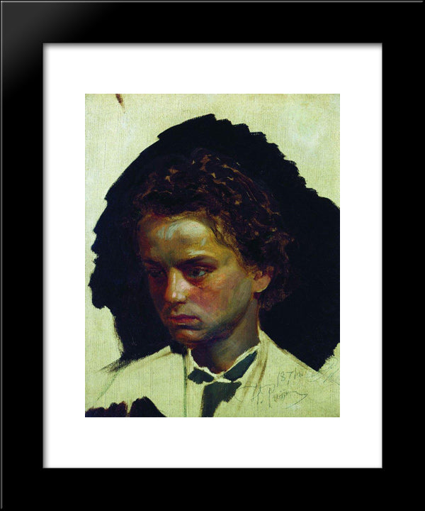 Youth Portrait Of Sculptor Ilya Yakovlevich Ginzburg 20x24 Black Modern Wood Framed Art Print Poster by Repin, Ilya