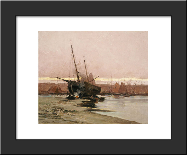 Boat At The Beach 20x24 Black Modern Wood Framed Art Print Poster by Altamouras, Ioannis