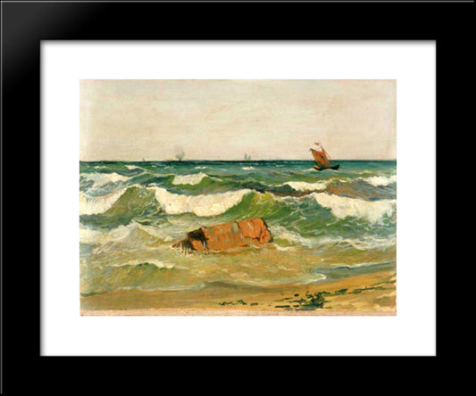 Coast With Waves 20x24 Black Modern Wood Framed Art Print Poster by Altamouras, Ioannis