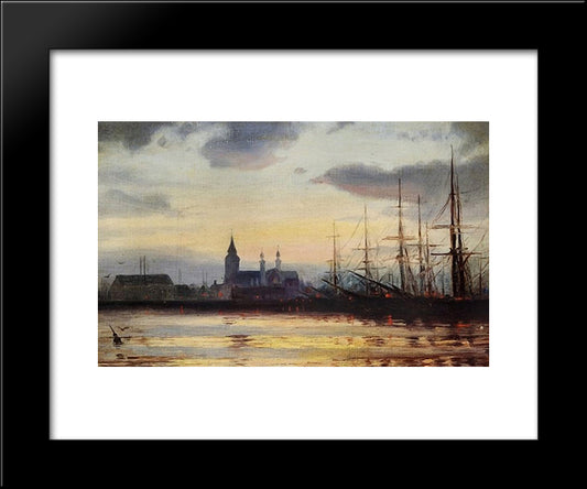 Evening In The Harbour 20x24 Black Modern Wood Framed Art Print Poster by Altamouras, Ioannis