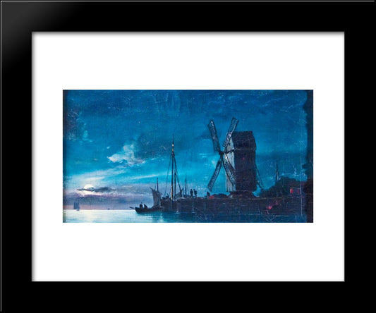 Night View 20x24 Black Modern Wood Framed Art Print Poster by Altamouras, Ioannis