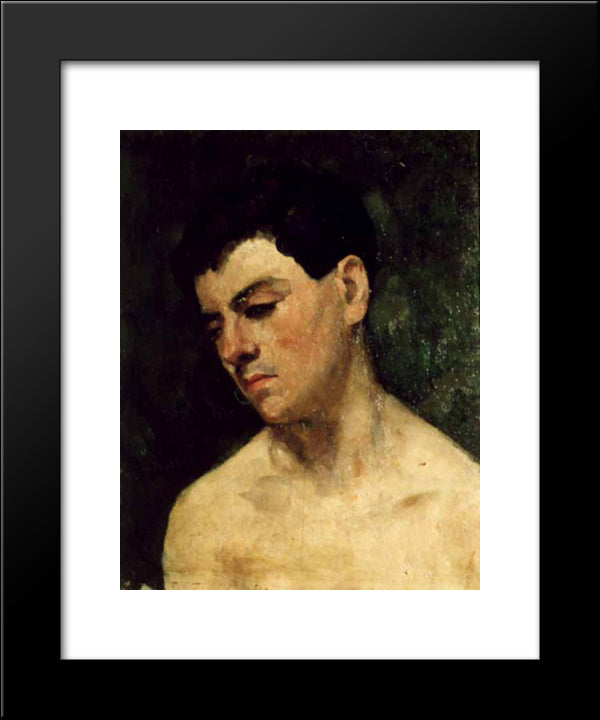 Head Of A Young Man 20x24 Black Modern Wood Framed Art Print Poster by Andreescu, Ion