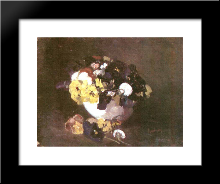 Pansies 20x24 Black Modern Wood Framed Art Print Poster by Andreescu, Ion