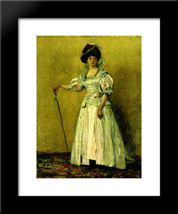 Portrait Of Woman In A Costume 20x24 Black Modern Wood Framed Art Print Poster by Andreescu, Ion