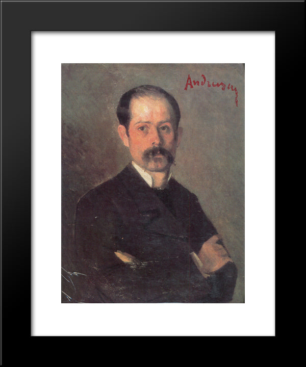 Self Portrait 20x24 Black Modern Wood Framed Art Print Poster by Andreescu, Ion
