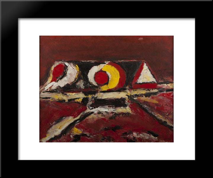 Composition En Rouge 20x24 Black Modern Wood Framed Art Print Poster by Pacea, Ion