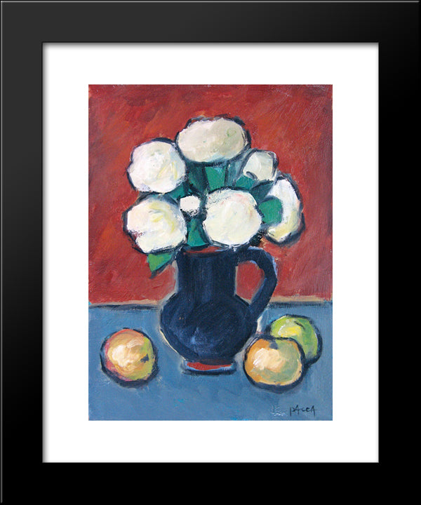 Crizanteme 20x24 Black Modern Wood Framed Art Print Poster by Pacea, Ion