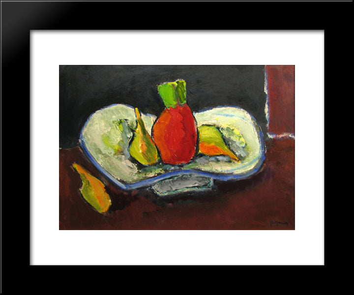 Still Life With Pineapple 20x24 Black Modern Wood Framed Art Print Poster by Pacea, Ion