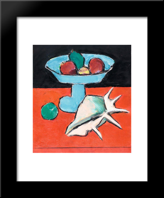Still Life With Tazza And Seashell 20x24 Black Modern Wood Framed Art Print Poster by Pacea, Ion