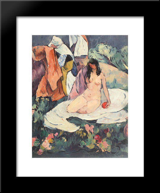 Baigneuse 20x24 Black Modern Wood Framed Art Print Poster by Theodorescu Sion, Ion