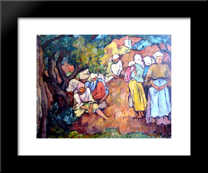 Composition With Peasant Women 20x24 Black Modern Wood Framed Art Print Poster by Theodorescu Sion, Ion