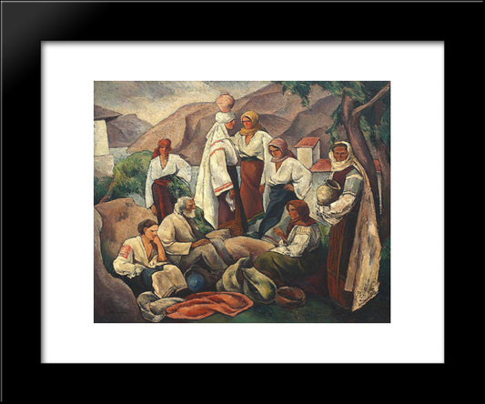 Composition With Romanian Motifs 20x24 Black Modern Wood Framed Art Print Poster by Theodorescu Sion, Ion