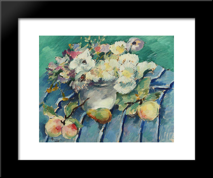 Flowers And Fruits 20x24 Black Modern Wood Framed Art Print Poster by Theodorescu Sion, Ion