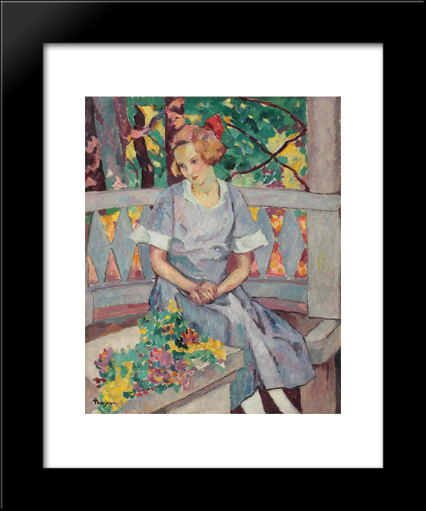 Girl In The Gazebo 20x24 Black Modern Wood Framed Art Print Poster by Theodorescu Sion, Ion