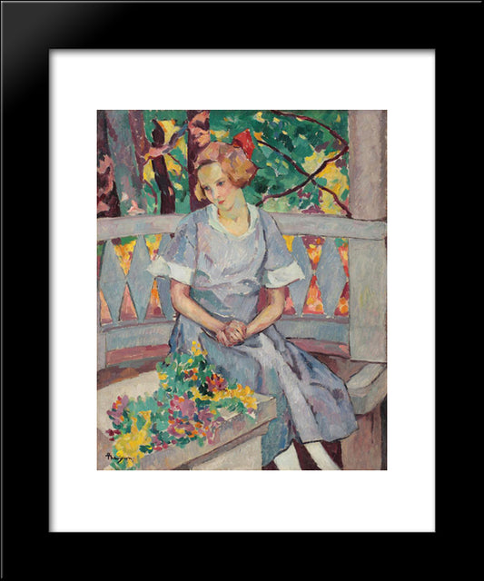 Girl In The Gazebo 20x24 Black Modern Wood Framed Art Print Poster by Theodorescu Sion, Ion