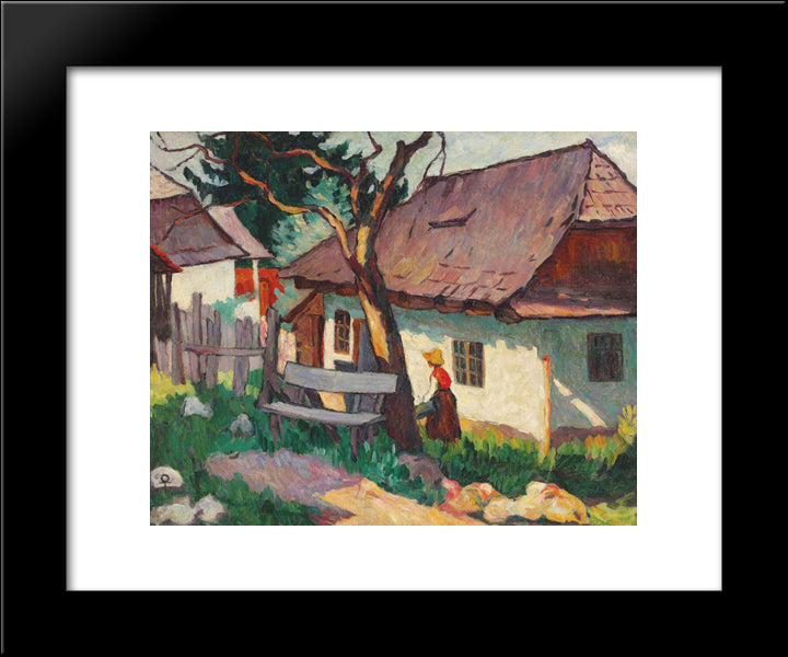 Houses In The Evening (Sun Effect) 20x24 Black Modern Wood Framed Art Print Poster by Theodorescu Sion, Ion