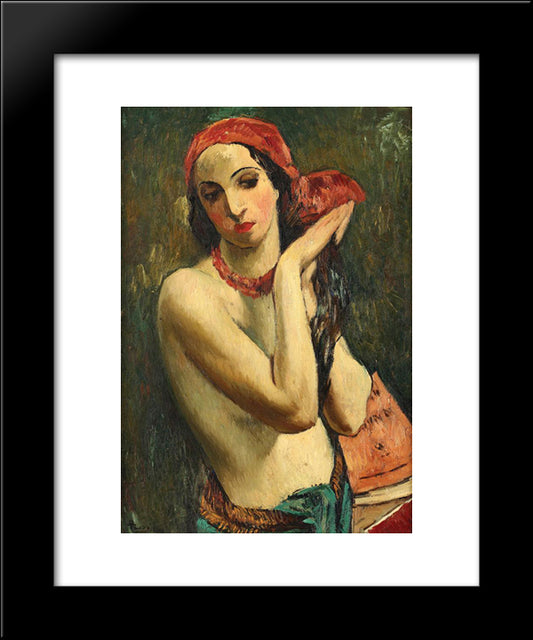 Red Muslin 20x24 Black Modern Wood Framed Art Print Poster by Theodorescu Sion, Ion