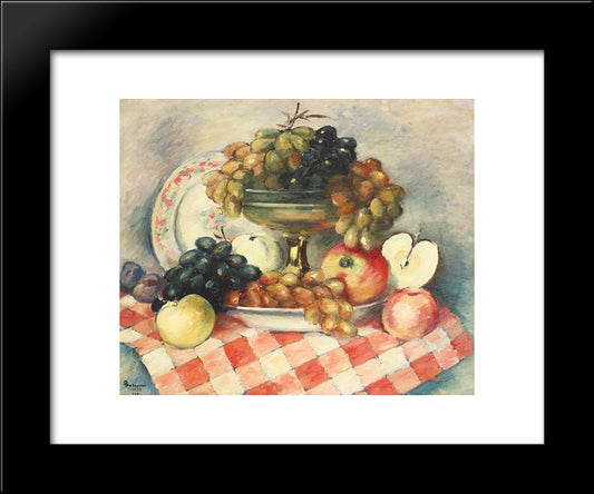 Still-Life With Grapes And Apples 20x24 Black Modern Wood Framed Art Print Poster by Theodorescu Sion, Ion