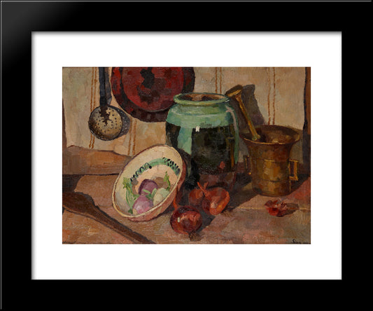 Still-Life With Vegetables And Pottery 20x24 Black Modern Wood Framed Art Print Poster by Theodorescu Sion, Ion