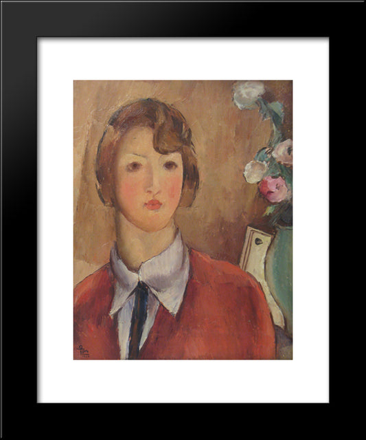 The Girl In Red 20x24 Black Modern Wood Framed Art Print Poster by Theodorescu Sion, Ion