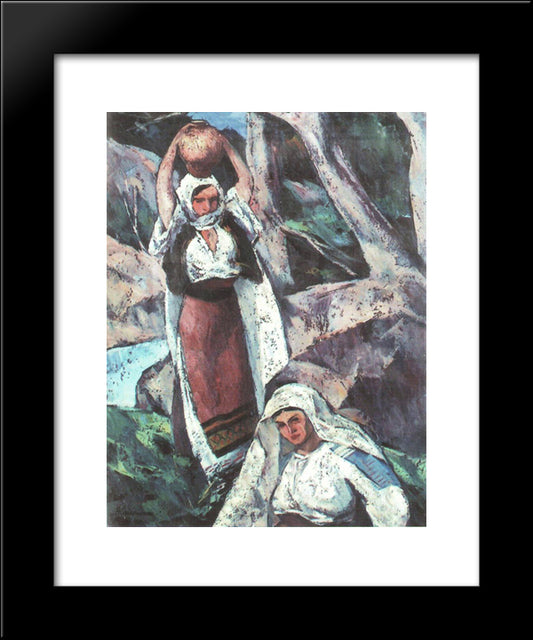 Two Peasant Women 20x24 Black Modern Wood Framed Art Print Poster by Theodorescu Sion, Ion