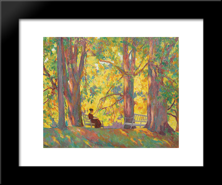 Woman In The Park 20x24 Black Modern Wood Framed Art Print Poster by Theodorescu Sion, Ion