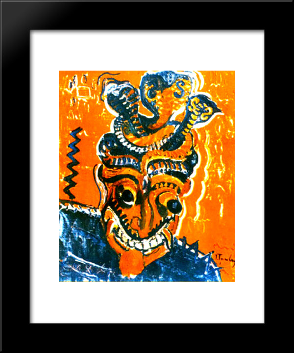 African Mask 20x24 Black Modern Wood Framed Art Print Poster by Tuculescu, Ion