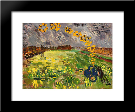Butterfly Spring 20x24 Black Modern Wood Framed Art Print Poster by Tuculescu, Ion
