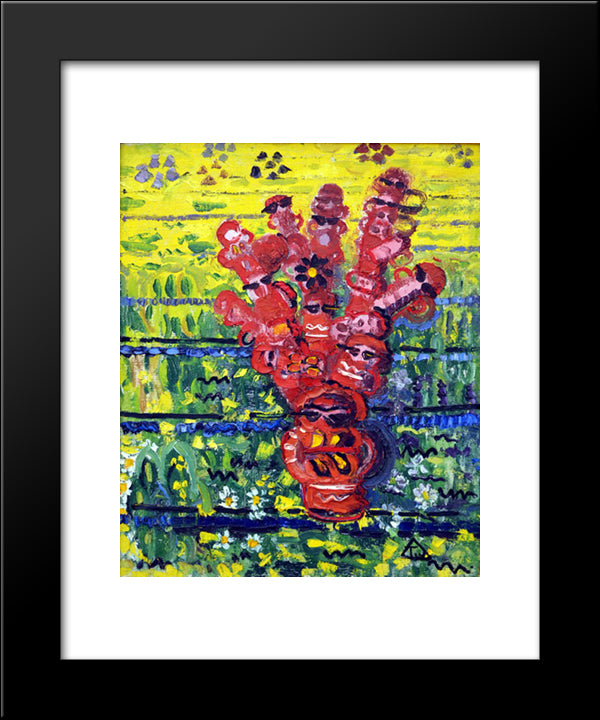 Totem On The Field 20x24 Black Modern Wood Framed Art Print Poster by Tuculescu, Ion