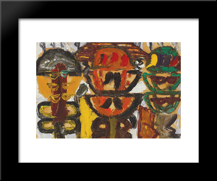 Totems On The Morning Road 20x24 Black Modern Wood Framed Art Print Poster by Tuculescu, Ion