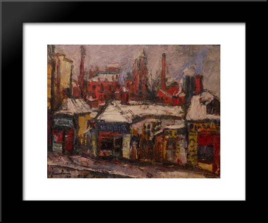 Winter On The Street 20x24 Black Modern Wood Framed Art Print Poster by Tuculescu, Ion