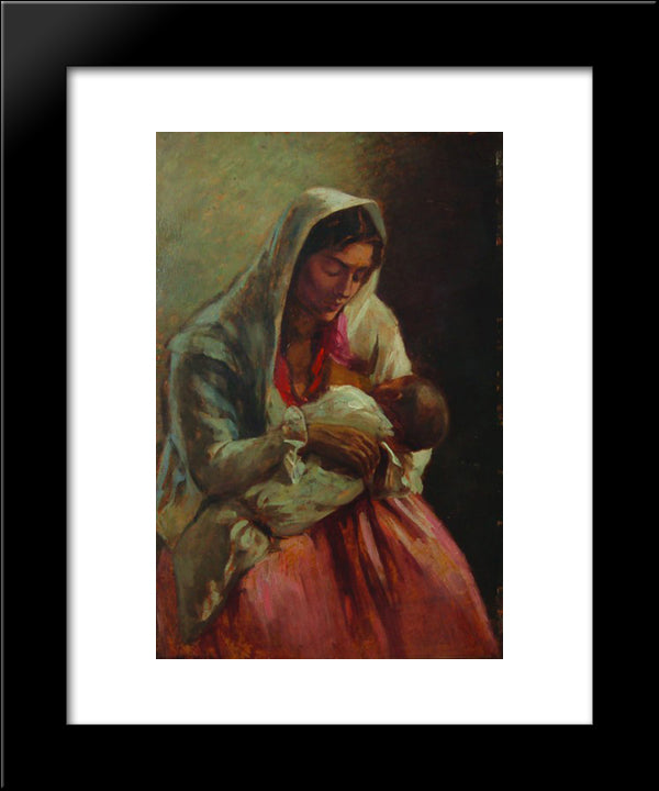 Maternity 20x24 Black Modern Wood Framed Art Print Poster by Strambu, Ipolit