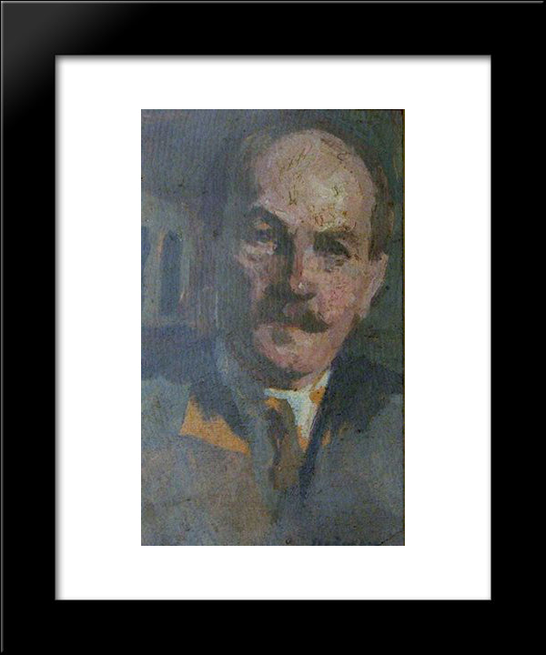Self-Portrait 20x24 Black Modern Wood Framed Art Print Poster by Strambu, Ipolit