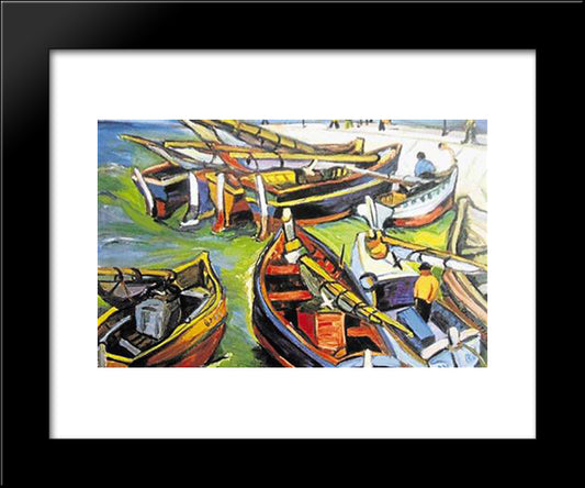 Fishing Boats 20x24 Black Modern Wood Framed Art Print Poster by Stern, Irma