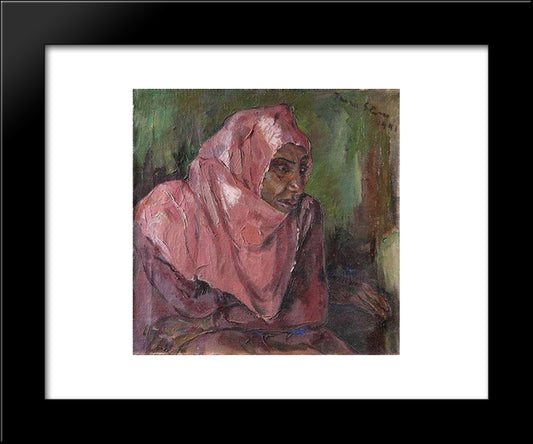 Portrait Of A Woman Wearing A Pink Hijab 20x24 Black Modern Wood Framed Art Print Poster by Stern, Irma