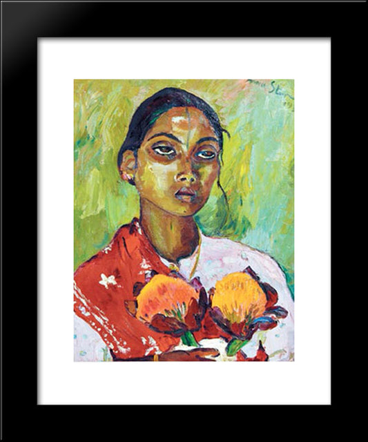 Portrait Of An Indian Woman 20x24 Black Modern Wood Framed Art Print Poster by Stern, Irma