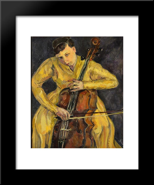 Portrait Of Vera Poppe Playing The Cello 20x24 Black Modern Wood Framed Art Print Poster by Stern, Irma