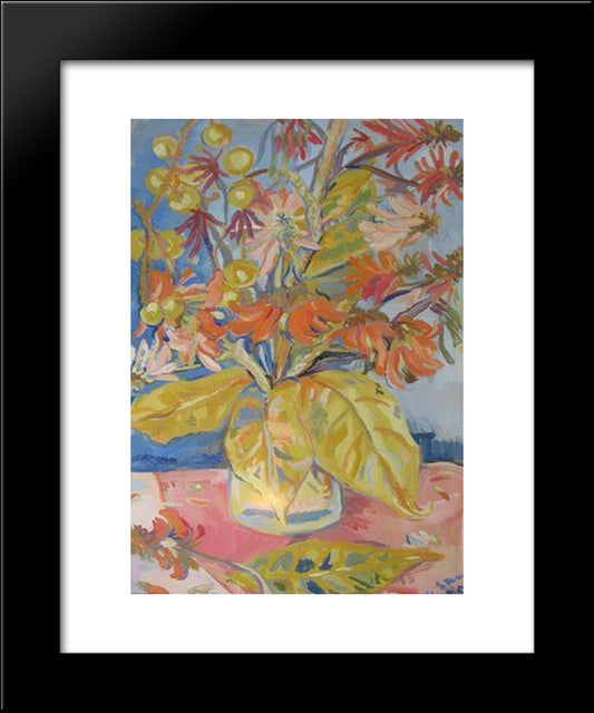 Still Lfie With Coral Tree Flowers 20x24 Black Modern Wood Framed Art Print Poster by Stern, Irma
