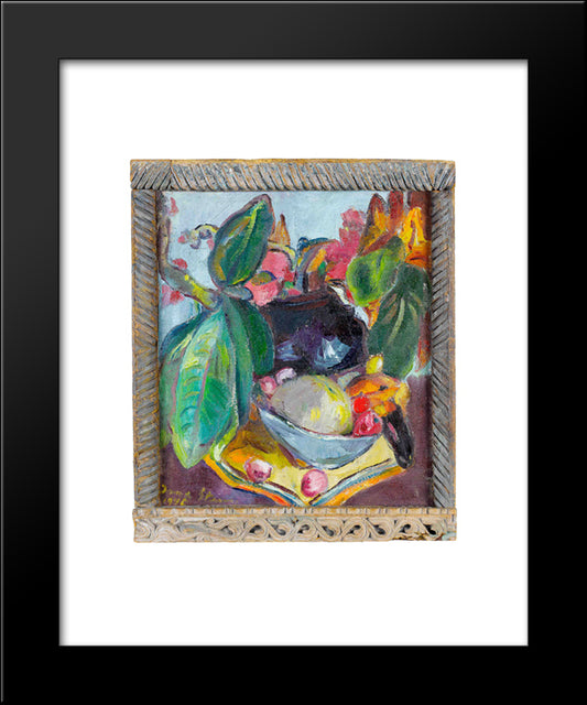 Still Life With Leaves, Fruit And Flowers 20x24 Black Modern Wood Framed Art Print Poster by Stern, Irma