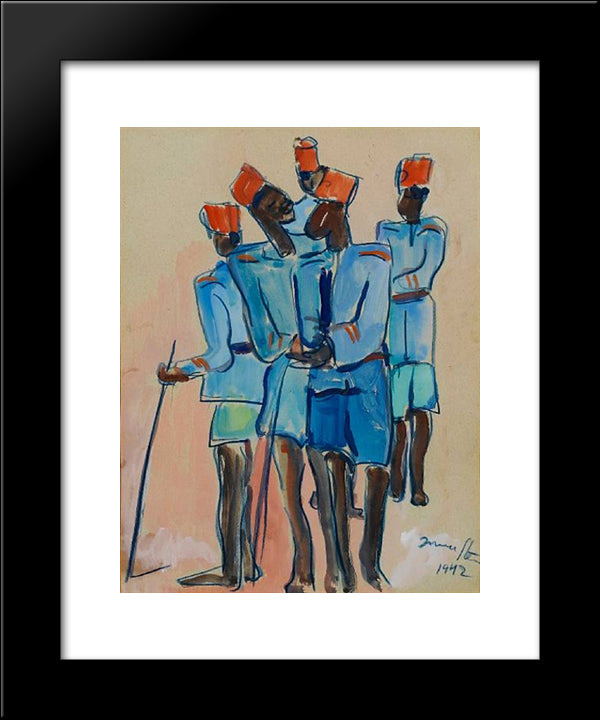 Watusi Policemen 20x24 Black Modern Wood Framed Art Print Poster by Stern, Irma
