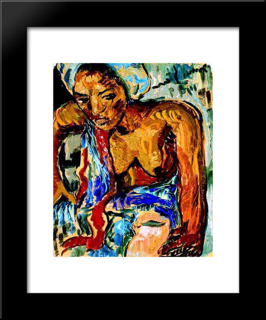 Woman With A Jug 20x24 Black Modern Wood Framed Art Print Poster by Stern, Irma
