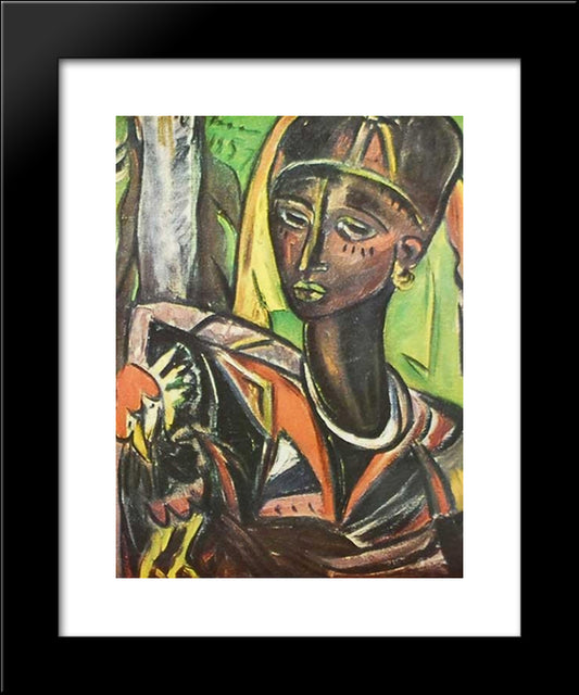 Zanzibar Woman With Chicken 20x24 Black Modern Wood Framed Art Print Poster by Stern, Irma