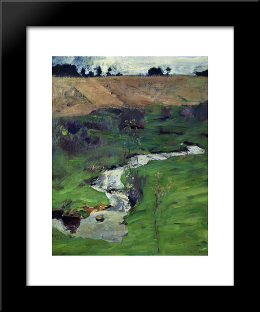 A Creek 20x24 Black Modern Wood Framed Art Print Poster by Levitan, Isaac