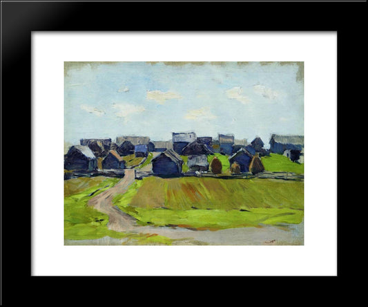 A Village 20x24 Black Modern Wood Framed Art Print Poster by Levitan, Isaac