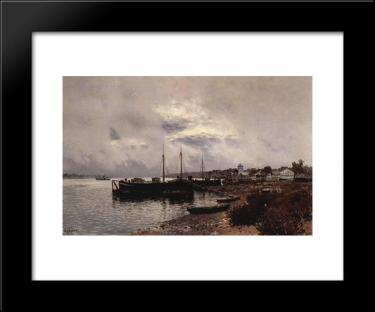 After The Rain. Plyos. 20x24 Black Modern Wood Framed Art Print Poster by Levitan, Isaac