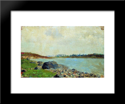 At Moscow-River 20x24 Black Modern Wood Framed Art Print Poster by Levitan, Isaac