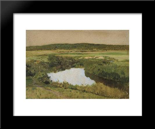 At Twilight. River Istra. 20x24 Black Modern Wood Framed Art Print Poster by Levitan, Isaac